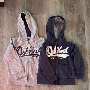 OshKosh B'gosh Kids' Gray and Blue Zip-Up Hoodies 5T
